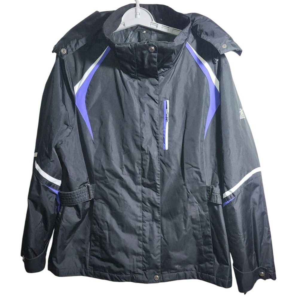 Zero Xposur Women's Black Purple White Lightweight Hooded Jacket Large‎